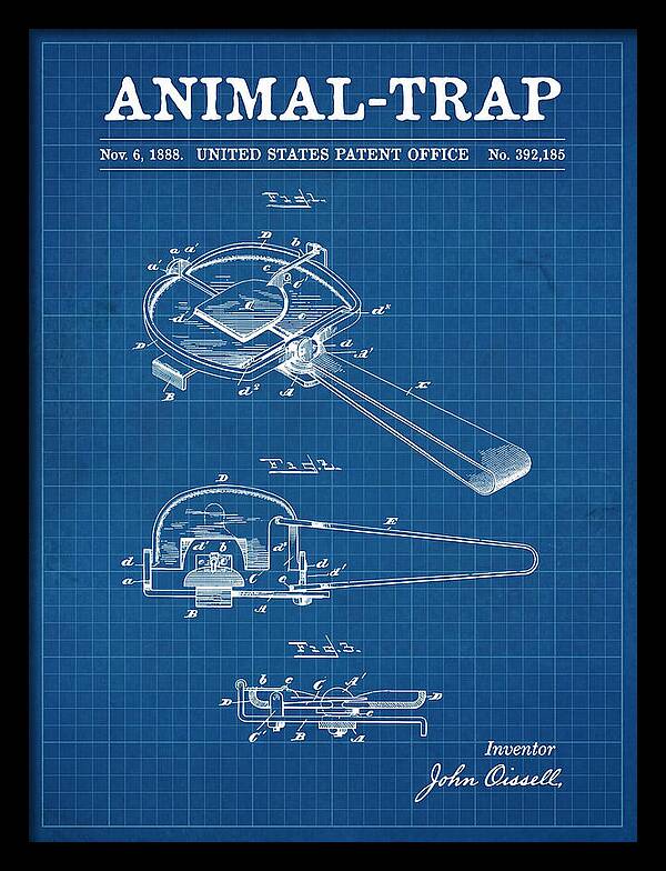 Animal Trap Blueprint Patent Us392185a
