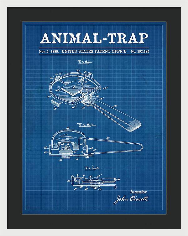 Animal Trap Blueprint Patent Us392185a