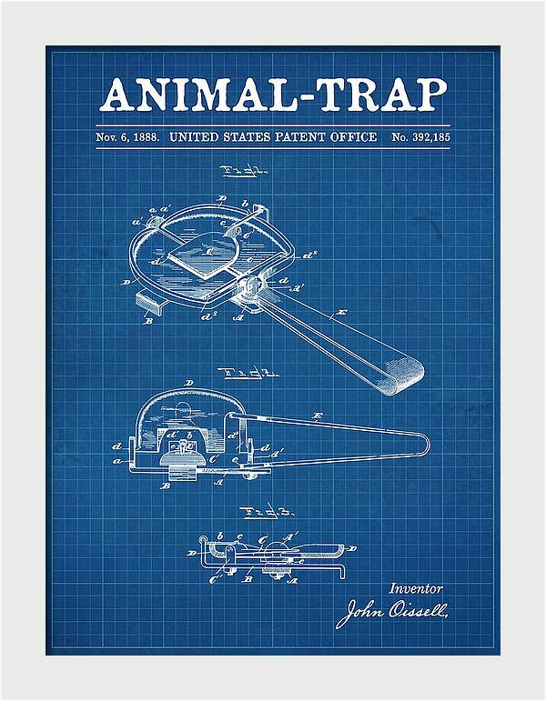 Animal Trap Blueprint Patent Us392185a