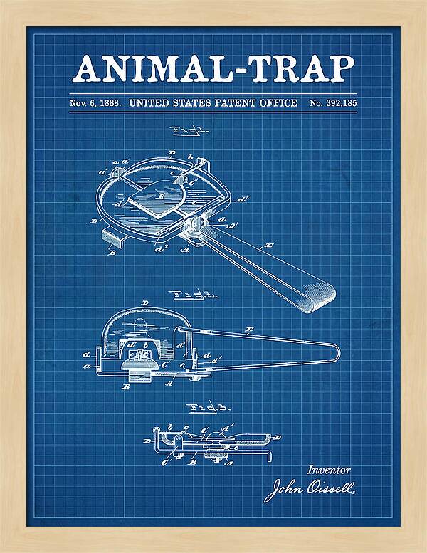Animal Trap Blueprint Patent Us392185a
