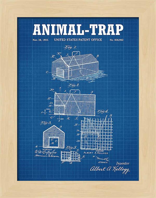Animal Trap Blueprint Patent Us826942a