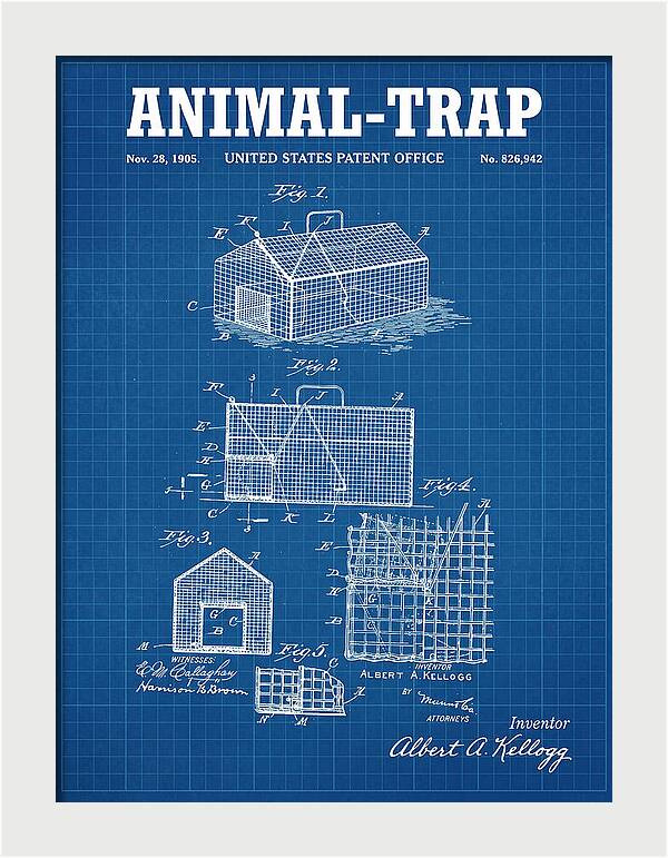 Animal Trap Blueprint Patent Us826942a