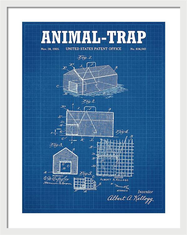 Animal Trap Blueprint Patent Us826942a