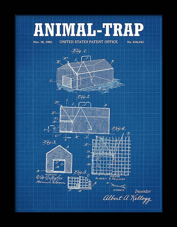 Animal Trap Blueprint Patent Us826942a