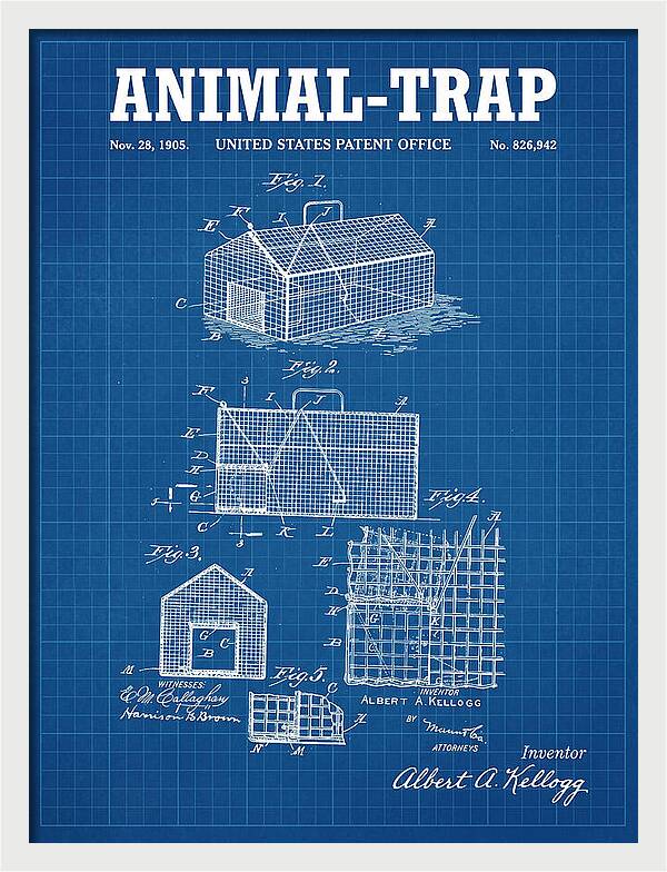 Animal Trap Blueprint Patent Us826942a
