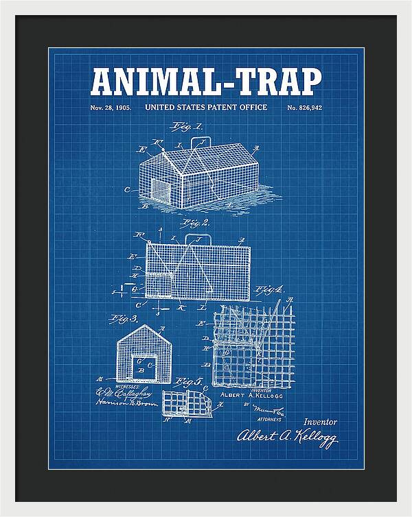 Animal Trap Blueprint Patent Us826942a