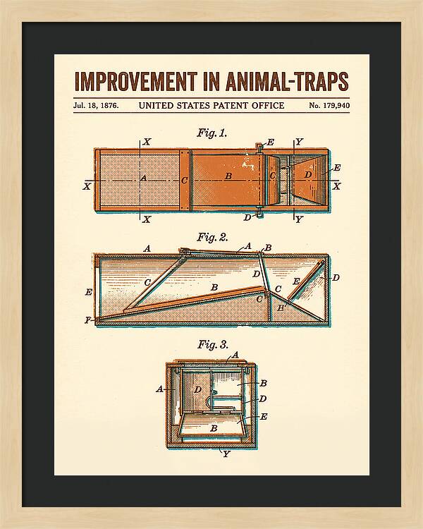 Animal Trap Retro Patent Us179940a