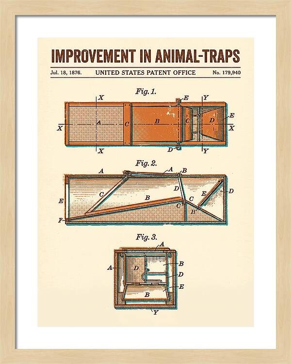 Animal Trap Retro Patent Us179940a