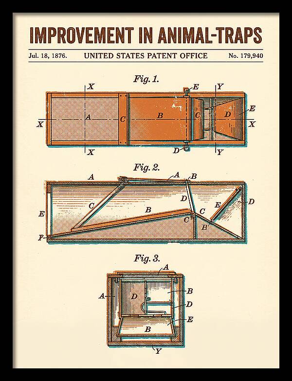 Animal Trap Retro Patent Us179940a