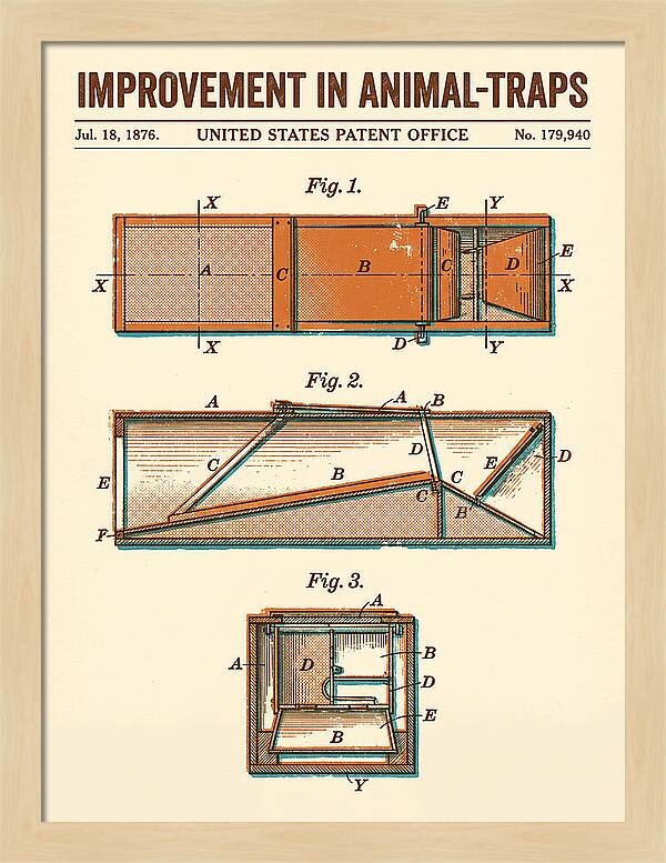 Animal Trap Retro Patent Us179940a