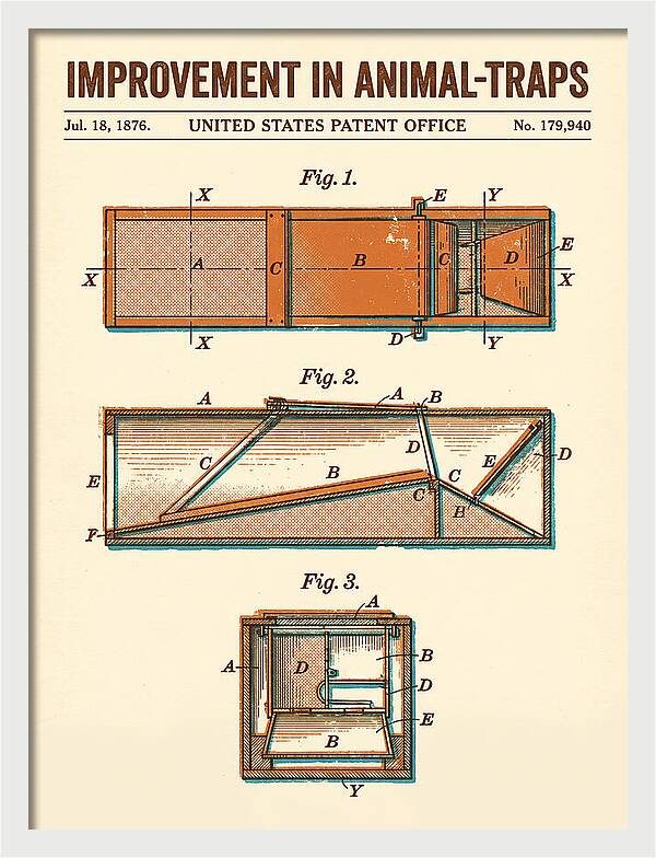 Animal Trap Retro Patent Us179940a