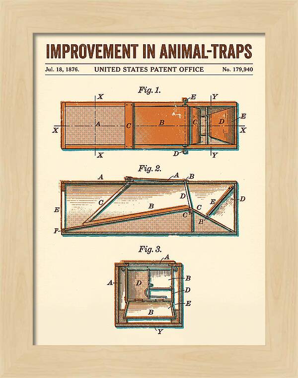 Animal Trap Retro Patent Us179940a