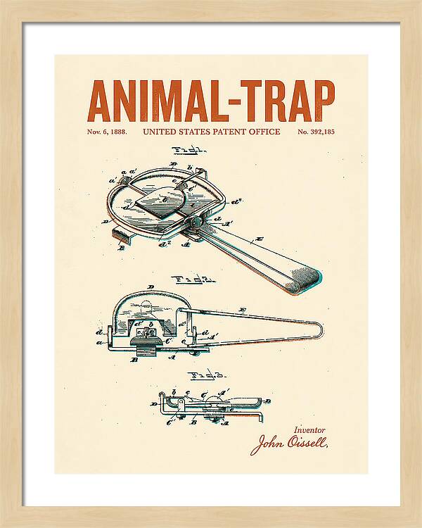 Animal Trap Retro Patent Us392185a