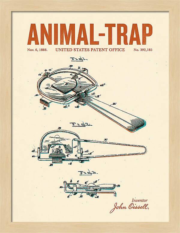 Animal Trap Retro Patent Us392185a