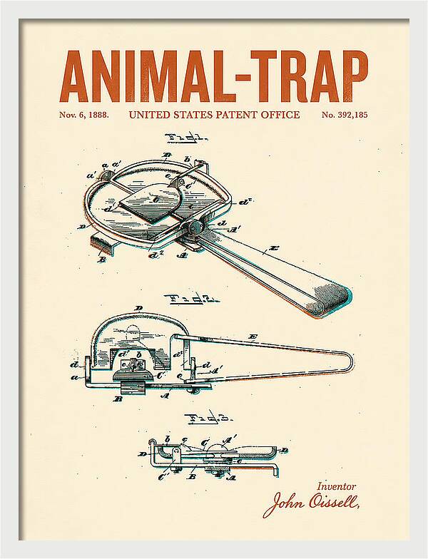 Animal Trap Retro Patent Us392185a