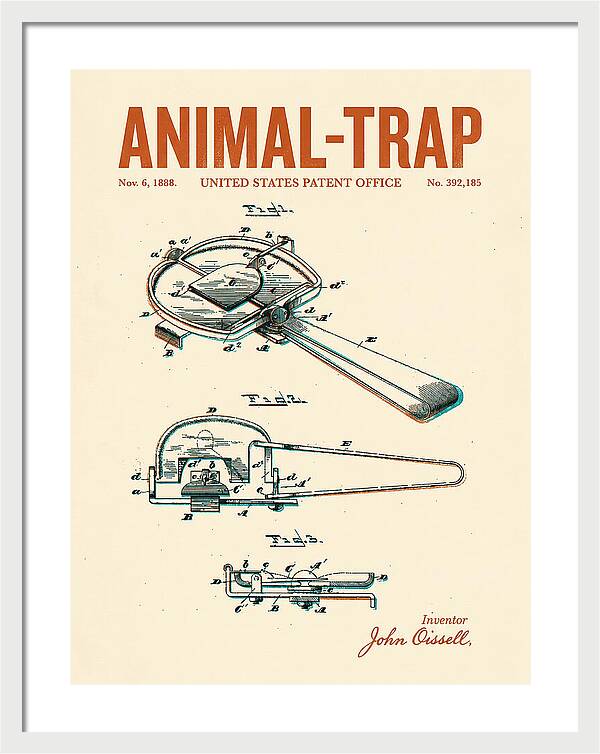 Animal Trap Retro Patent Us392185a