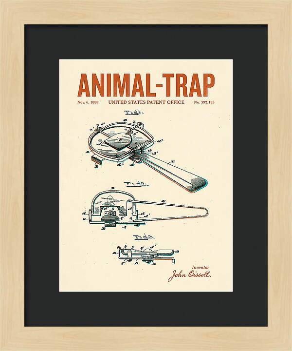 Animal Trap Retro Patent Us392185a