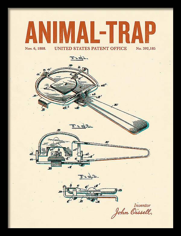 Animal Trap Retro Patent Us392185a
