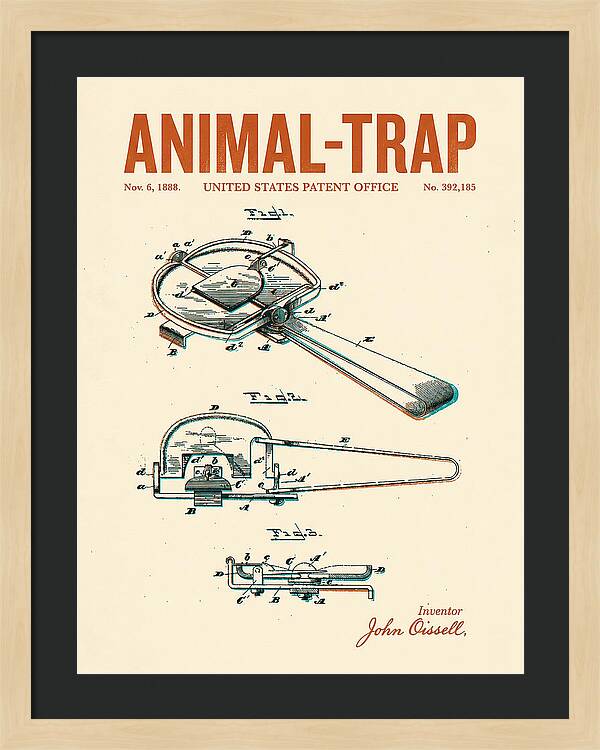 Animal Trap Retro Patent Us392185a