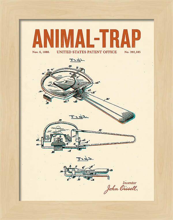 Animal Trap Retro Patent Us392185a