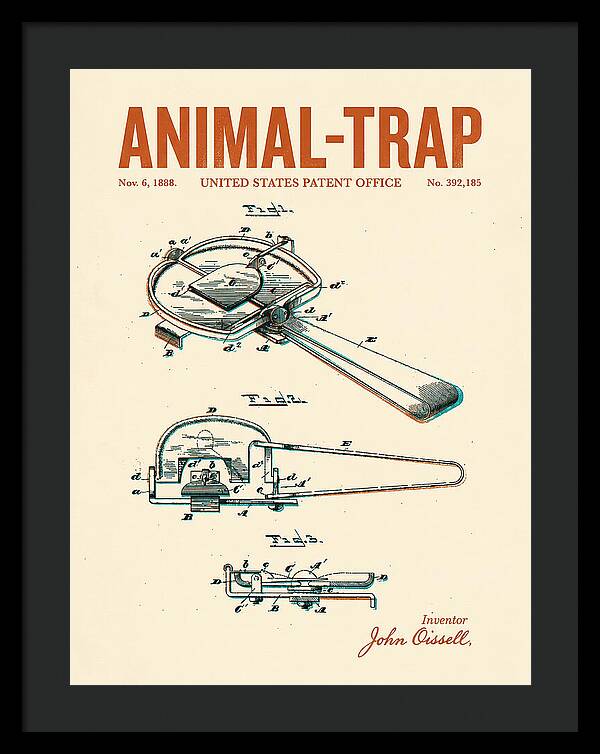 Animal Trap Retro Patent Us392185a