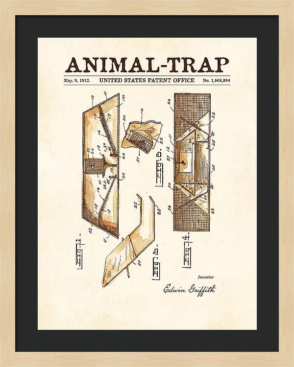 Animal Trap Watercolor Patent Us1068894a