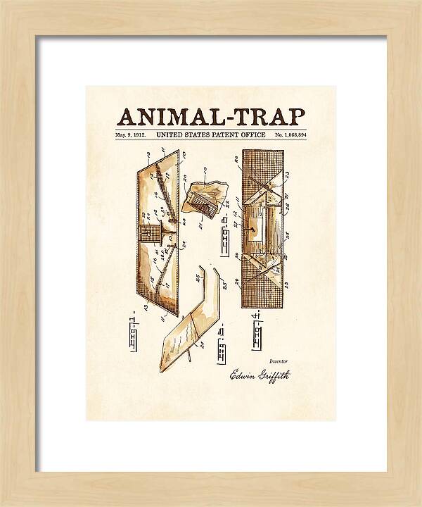 Animal Trap Watercolor Patent Us1068894a