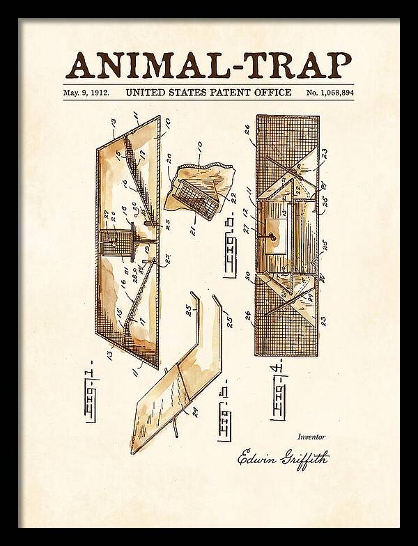 Animal Trap Watercolor Patent Us1068894a