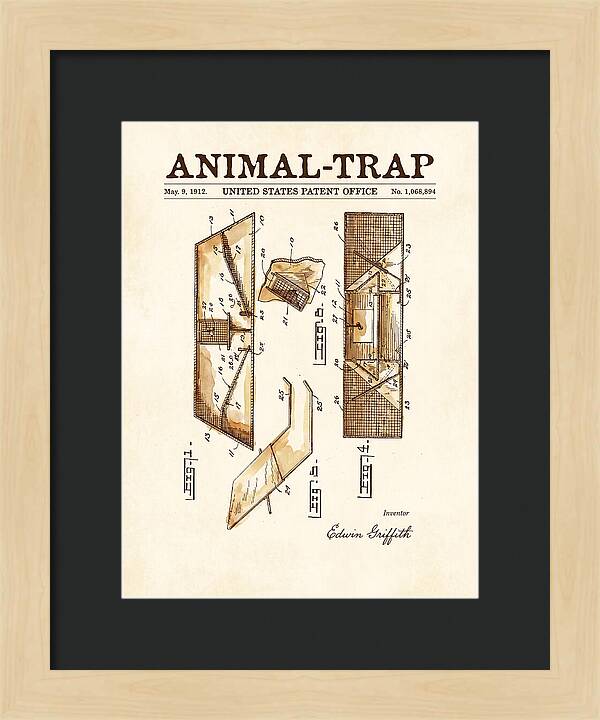 Animal Trap Watercolor Patent Us1068894a