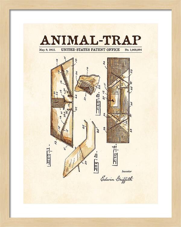 Animal Trap Watercolor Patent Us1068894a
