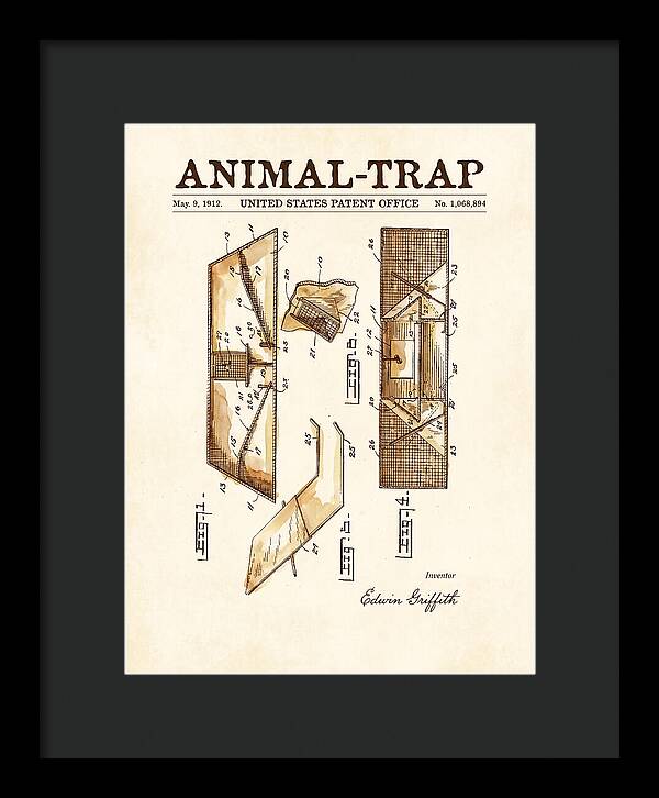 Animal Trap Watercolor Patent Us1068894a