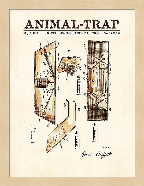 Animal Trap Watercolor Patent Us1068894a