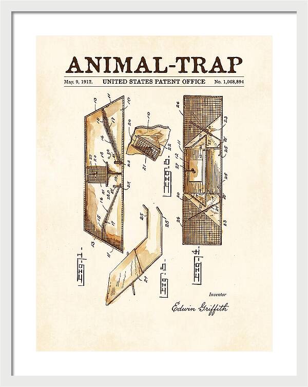 Animal Trap Watercolor Patent Us1068894a