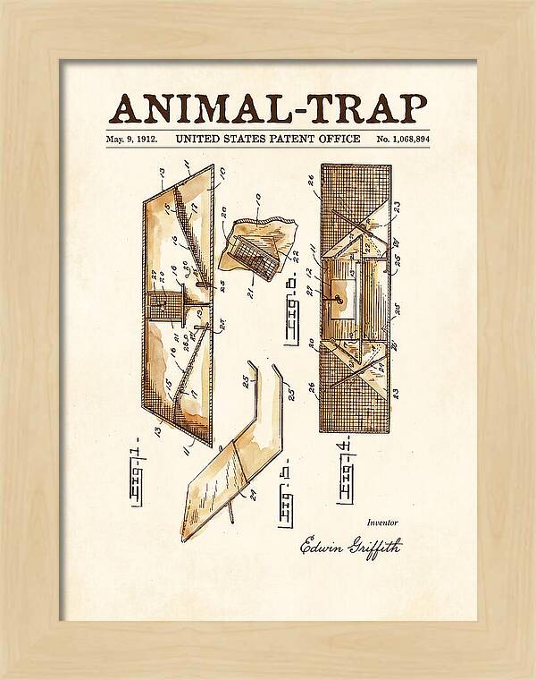 Animal Trap Watercolor Patent Us1068894a