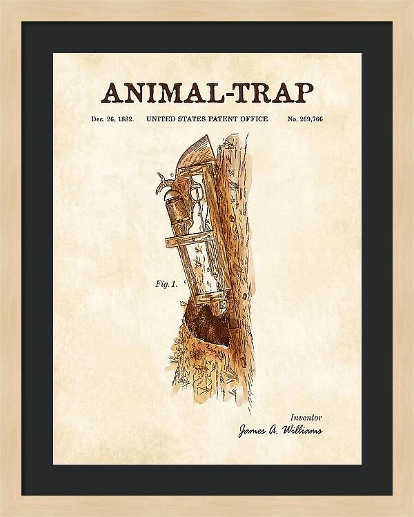Animal Trap Watercolor Patent Us269766a