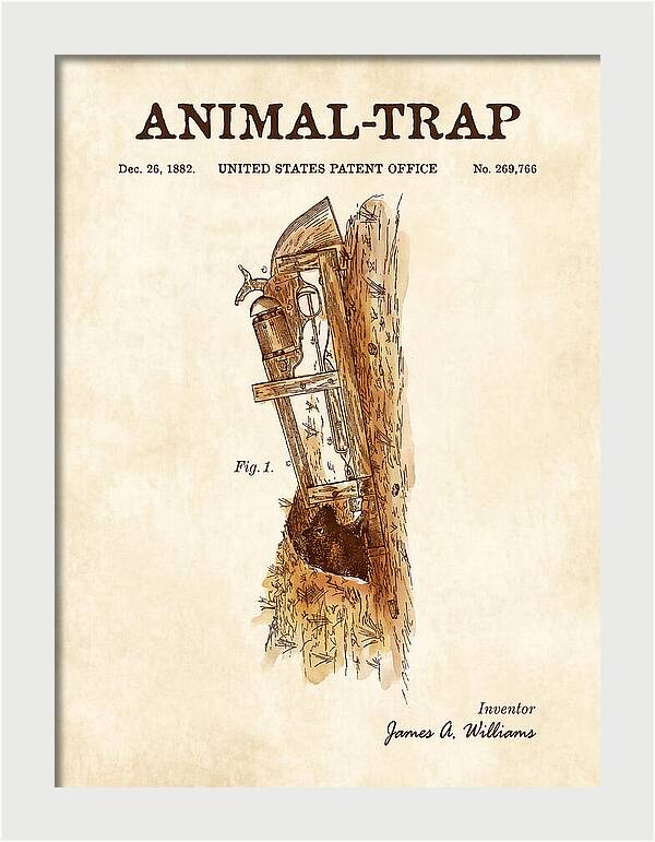 Animal Trap Watercolor Patent Us269766a