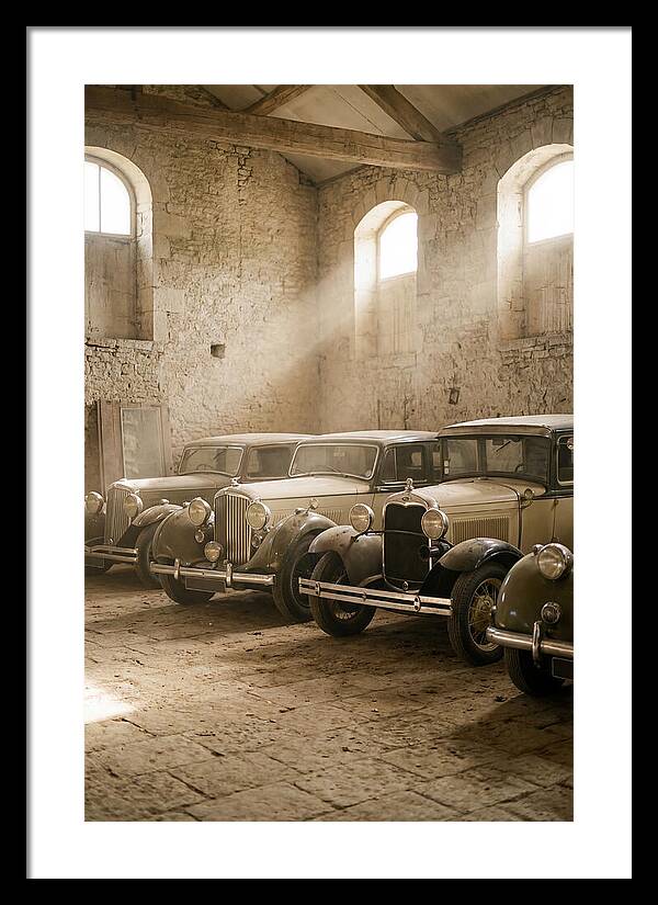 Antique Cars In Sunlit Garage