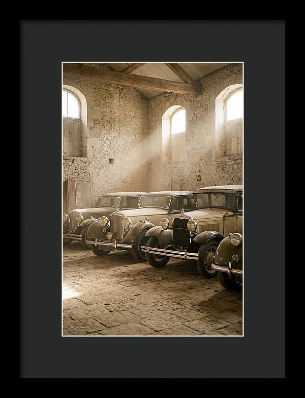 Antique Cars In Sunlit Garage