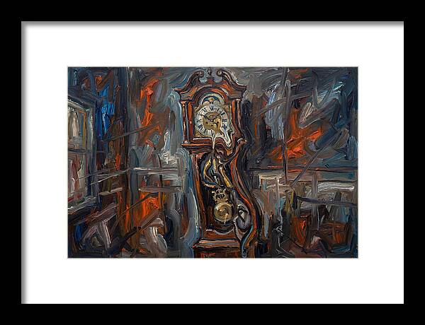 Antique Clock In Expressionist Style