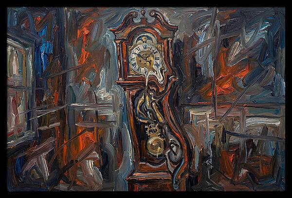Antique Clock In Expressionist Style