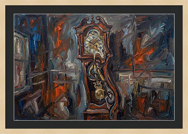 Antique Clock In Expressionist Style