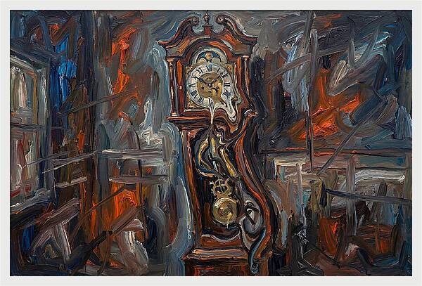 Antique Clock In Expressionist Style