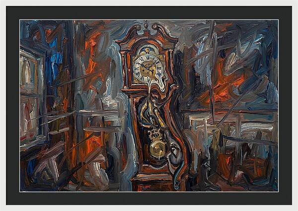 Antique Clock In Expressionist Style