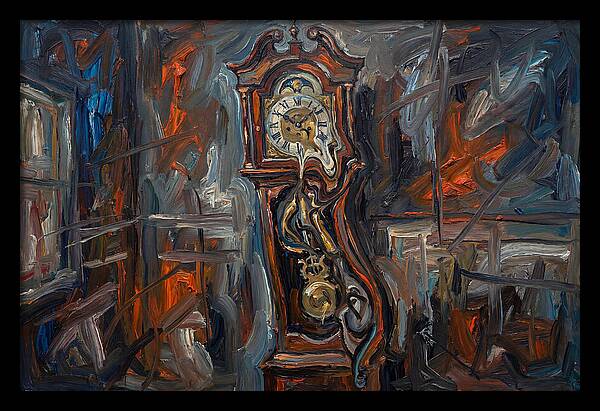 Antique Clock In Expressionist Style