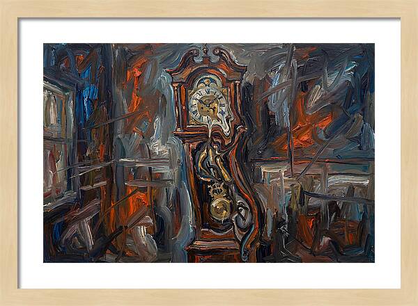 Antique Clock In Expressionist Style