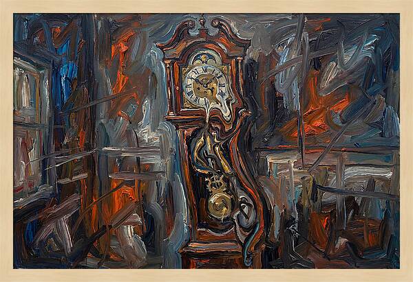 Antique Clock In Expressionist Style