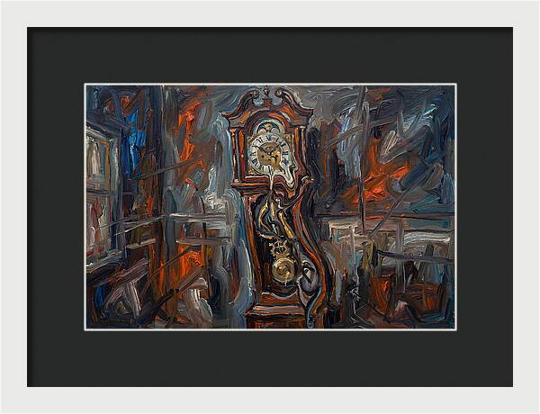 Antique Clock In Expressionist Style