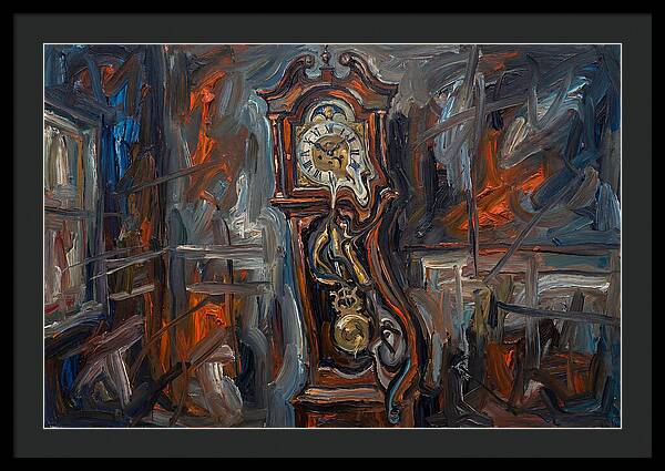 Antique Clock In Expressionist Style