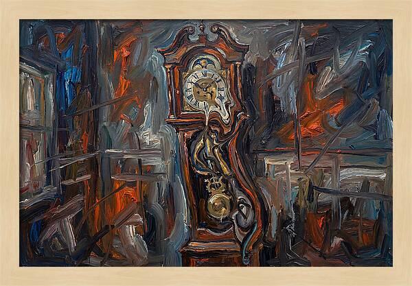 Antique Clock In Expressionist Style