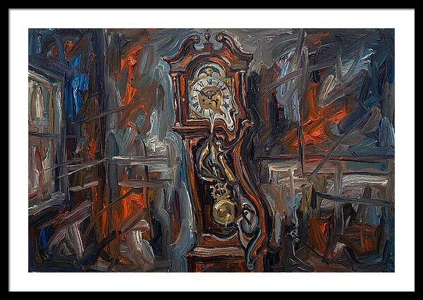 Antique Clock In Expressionist Style